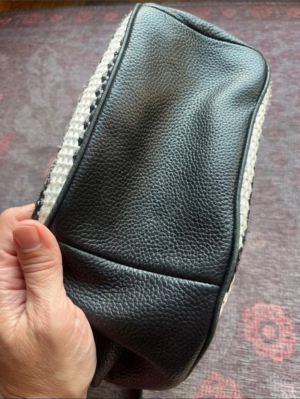 kate spade Black and White Woven Shoulder Bag